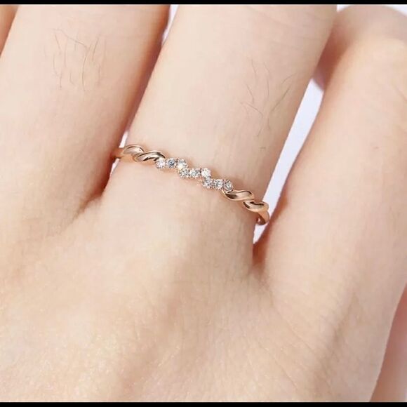 Dainty Rose Gold PLATED CZ Diamond Ring - Picture 5 of 7